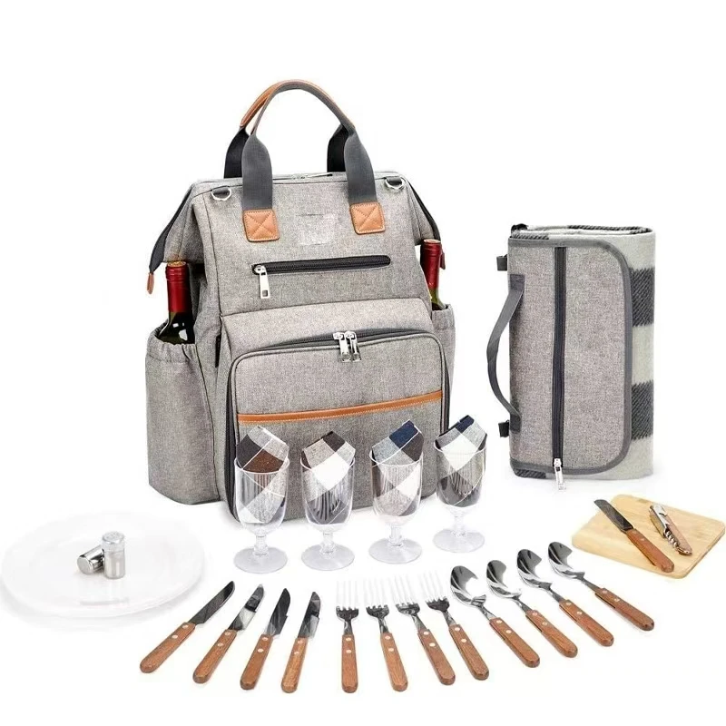 New Picnic Cooler Bag with Insulated Compartment Bottle Holders and Waterproof Picnic Bag Perfect for Hiking, Beach, Camping