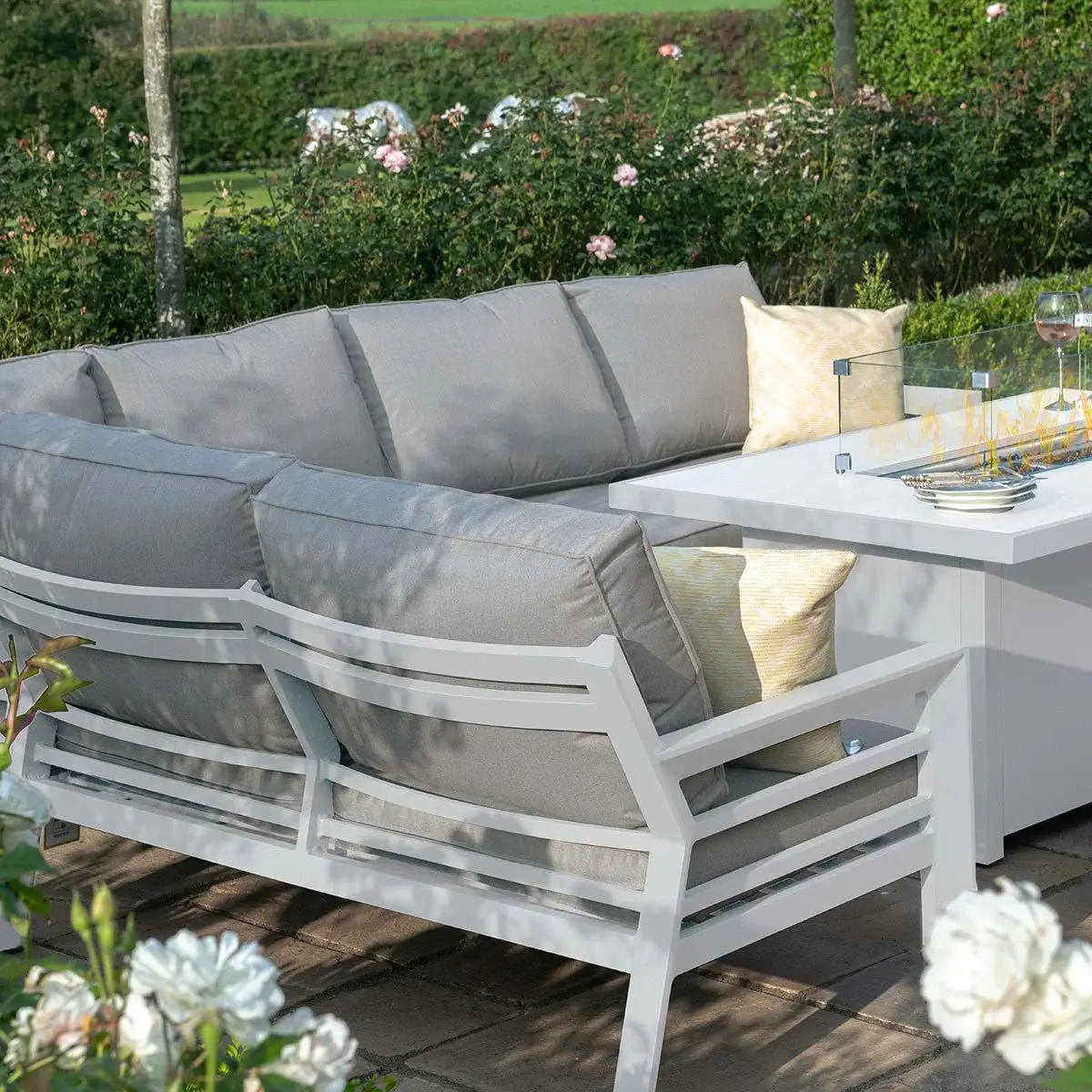 luxury Aluminum garden sofa outdoor rope furniture set Aluminum Barbecue table