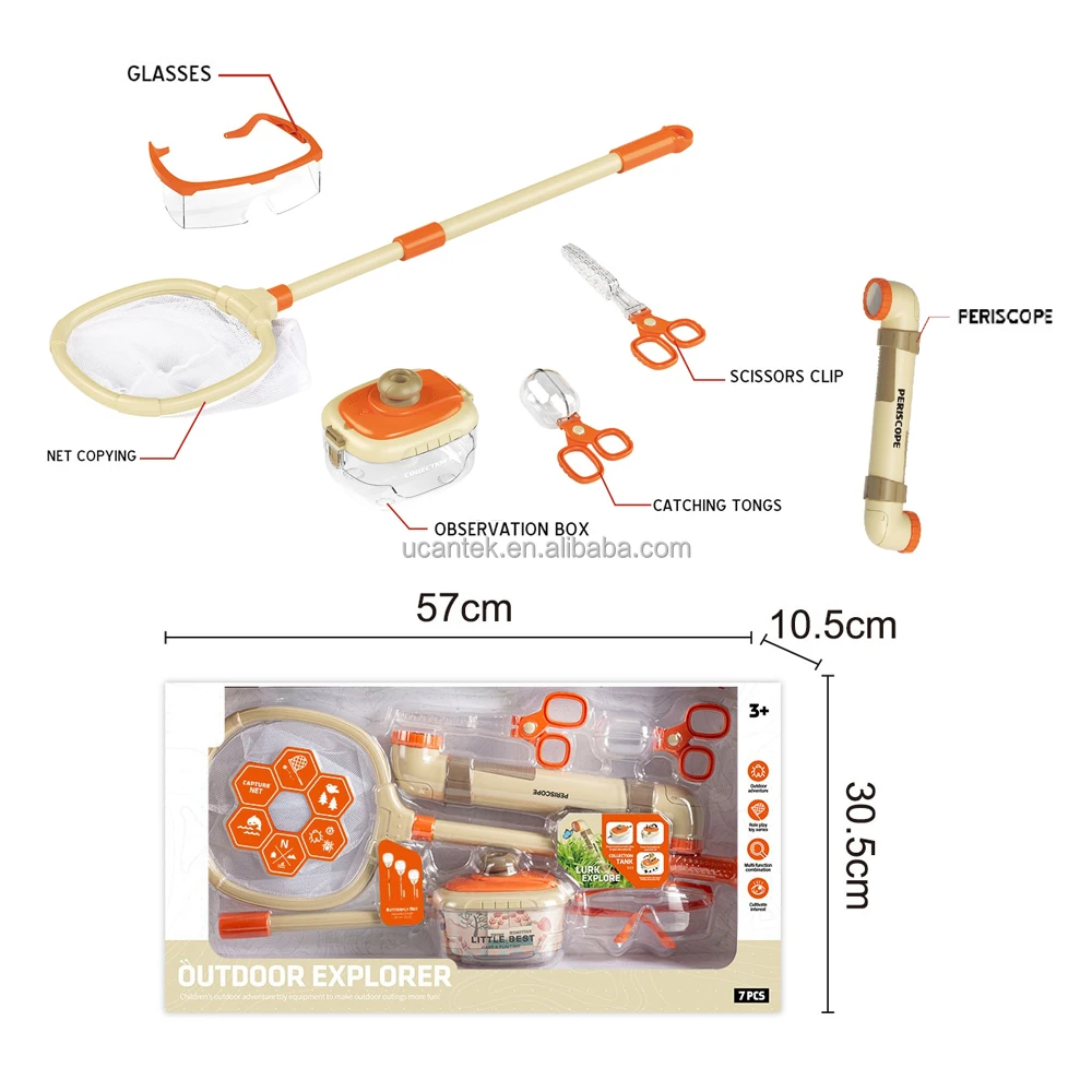 Outdoor Adventure Walkie-talkie Telescope Camping Lamp Periscope Insect Catching Net Explore Kit Toys For Children