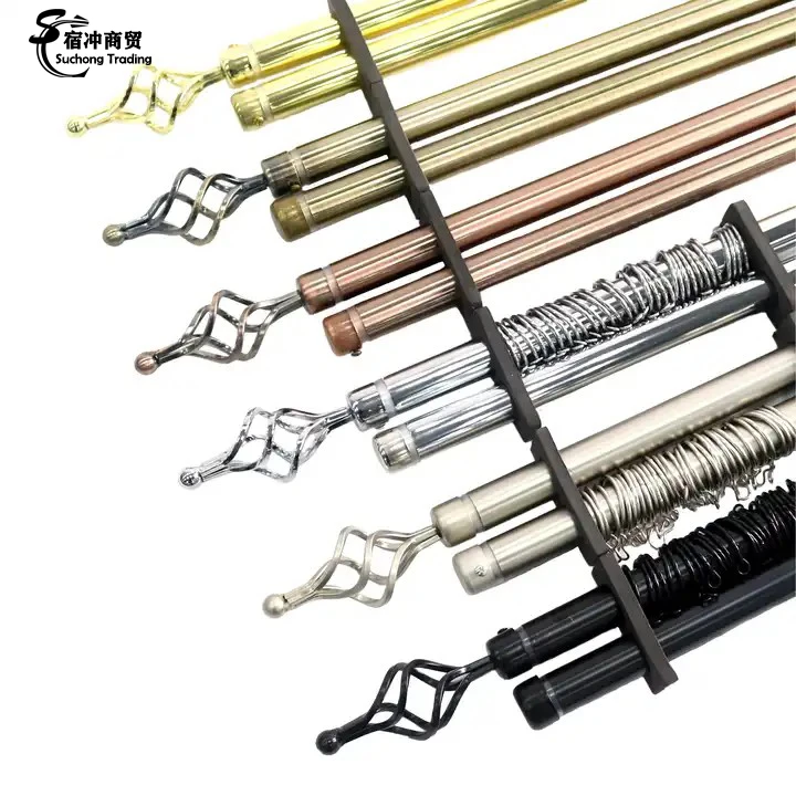 Wholesale Extendable Metal Iron Double Curtain Accessories Pipes Poles Tubes Rods
