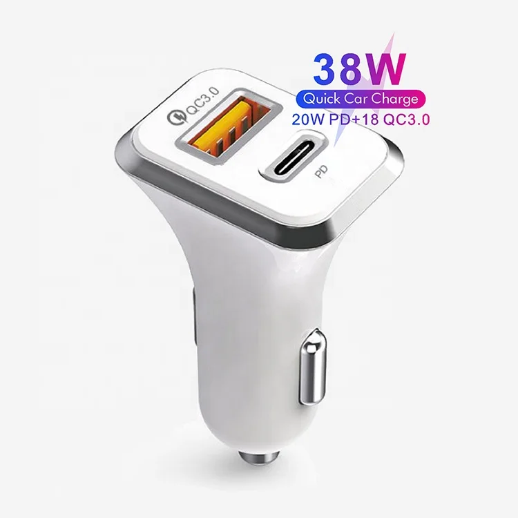 DC 12V/24V Laptop 18W Qc3.0 Fast Charging 20W Pd Usb C Car Charger Type C Mobile Phpne Dual Plug Port Charger Car  For Iphone
