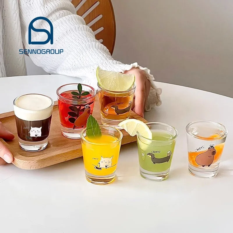 Original Cute Printed Shot Glass Custom Christmas Gifts 1.75oz 2 oz 3 oz 50ml Soju Cups Mini Tumbler Shot Glasses
