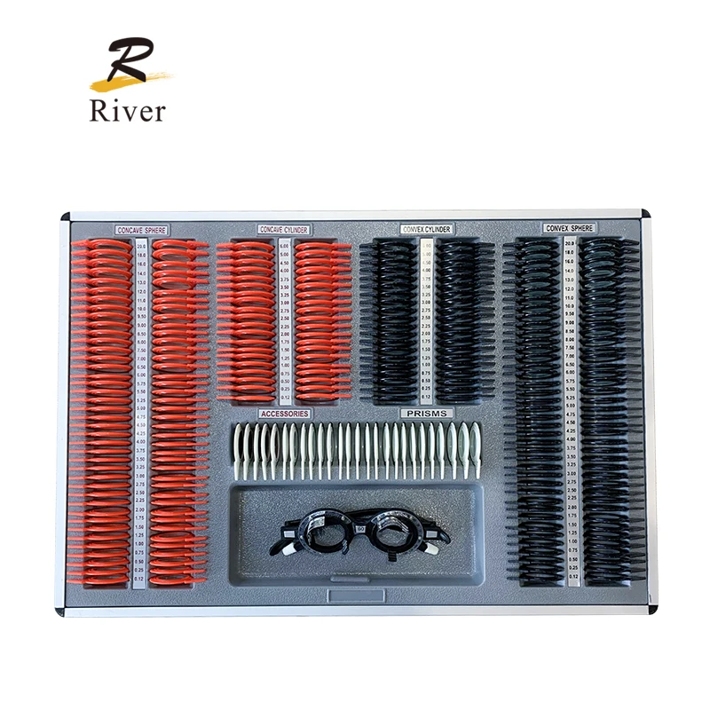 River Brand Ophthalmic Instrument Optical Optometry Trial Lens Set 266 plastic ring Aluminum Case Optical Trial Case
