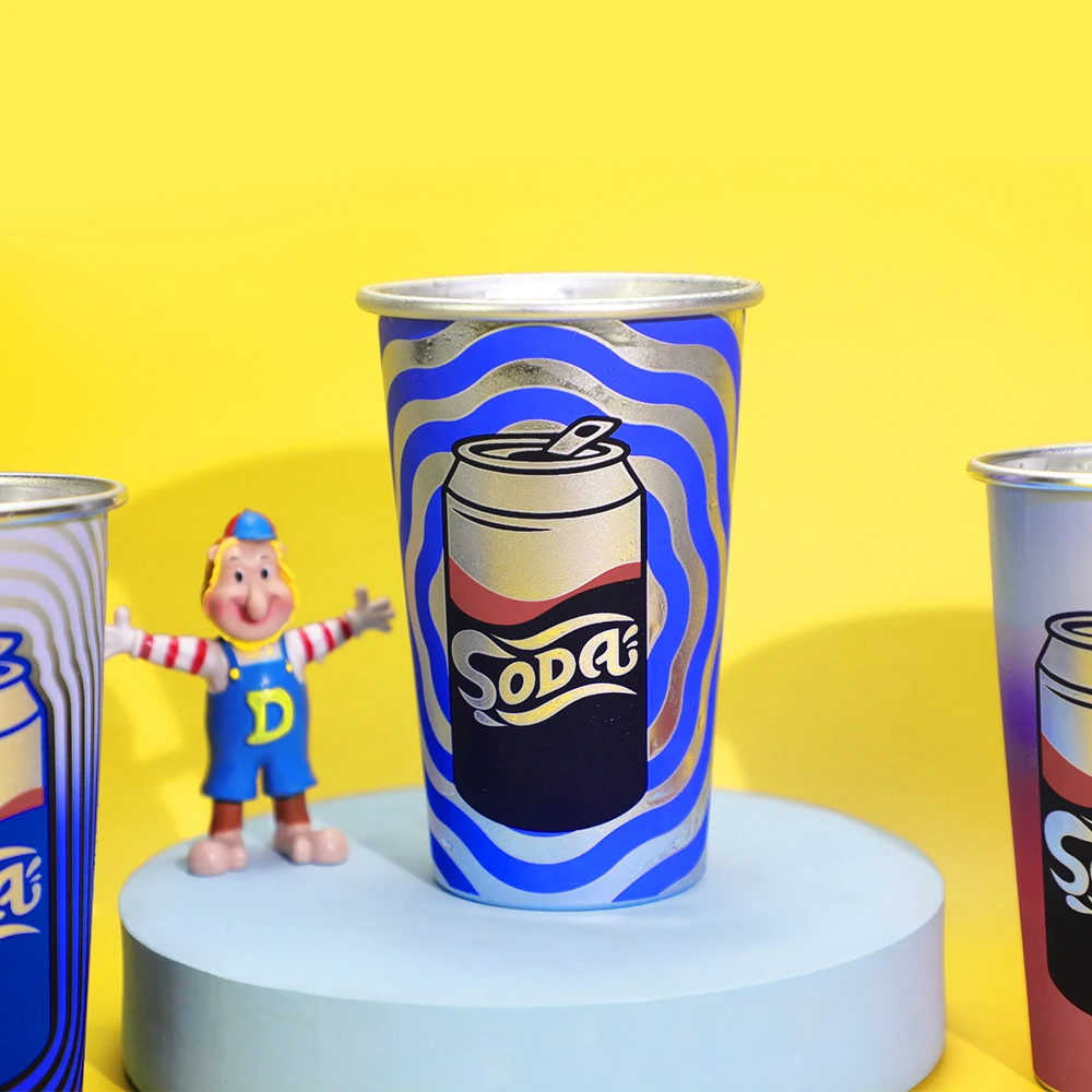 Color changing logo mug reusable manufacturer party beer cold drink metal chill aluminum cup