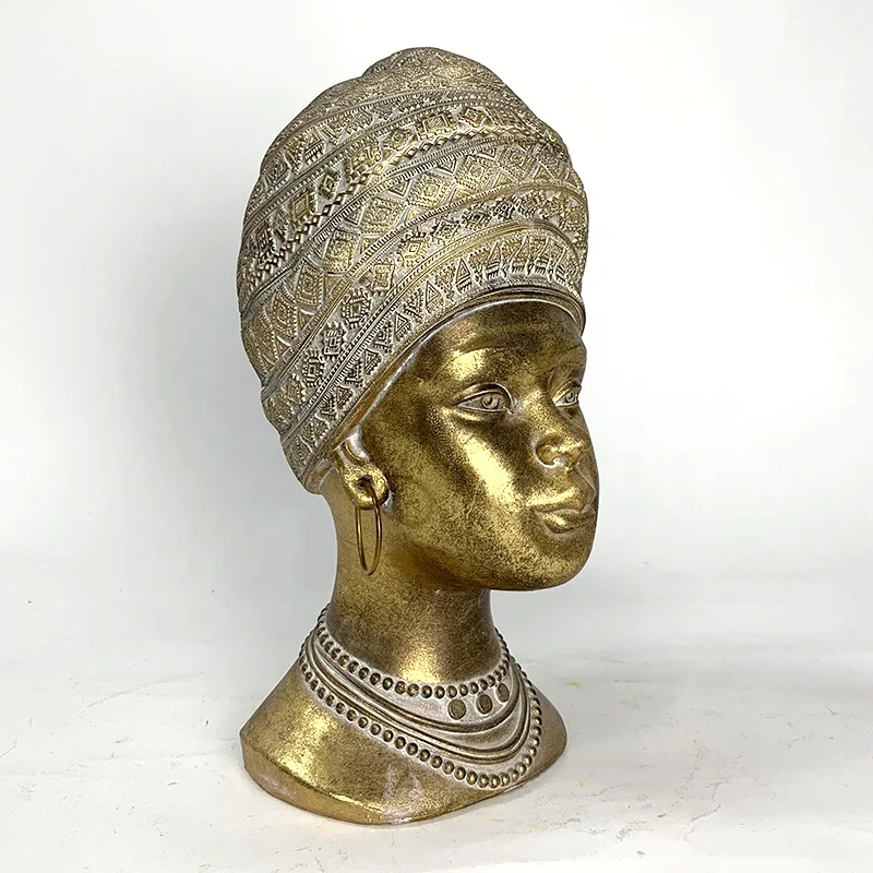 African Art Black Bust Sculptures, Modern Decor African American Bust Statue for Living Room Desktop Bookcase Entrance Decor
