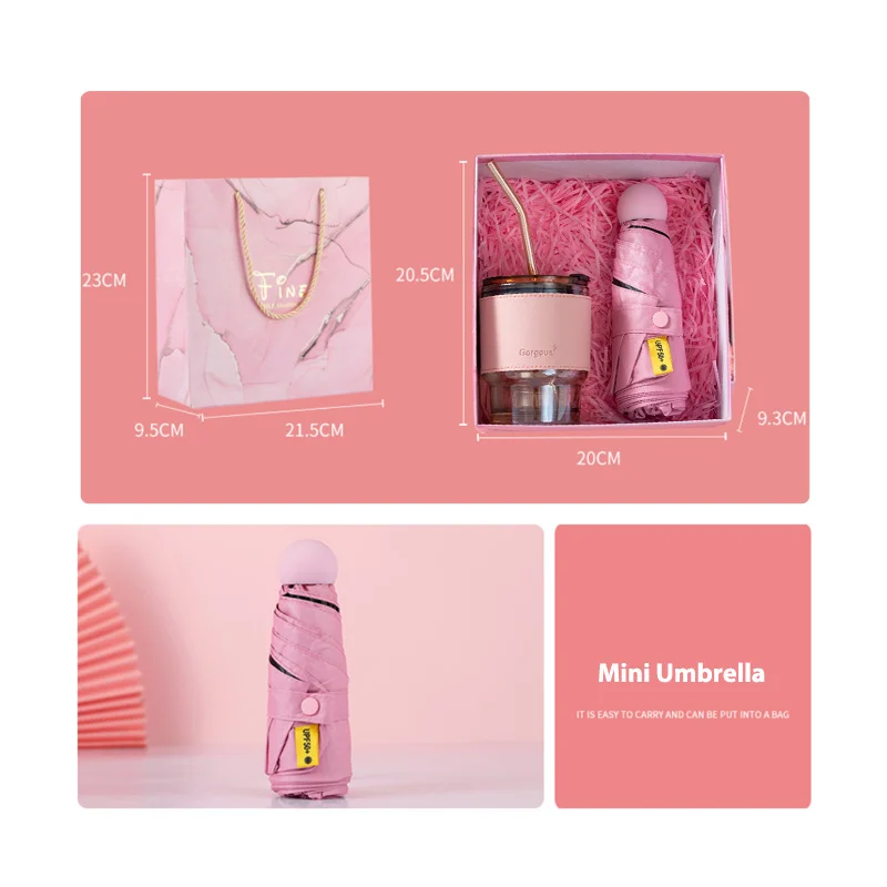 Nice Pink green blue yellow gift box for girl with glass cup and notebook umbrella sets 2022 gift ideas Best Wedding  Gifts