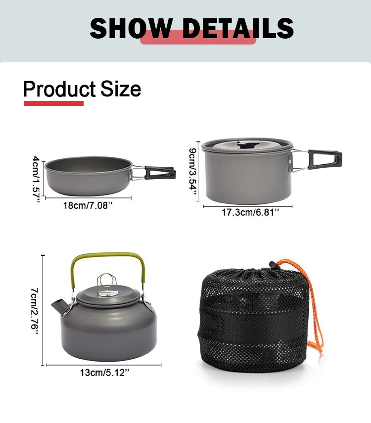 Outdoor Tableware Hiking Camping Cookware Set Picnic 2-3 preson camping cooking set