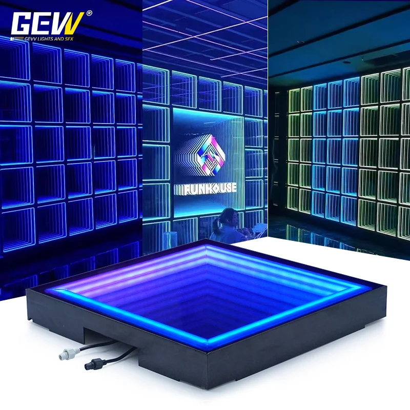 Pressure Sensitive Interactive LED Backdrop Light 3D Mirror Neon Dance Floor For DJ Disco Party
