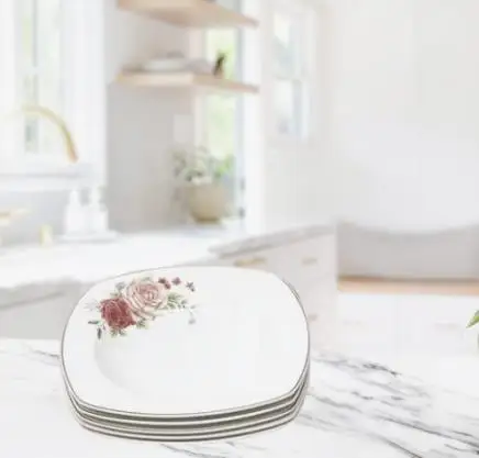 Very hot selling 26 Pcs Bone China Square Dinnerware Plates, dinnerware sets for 6 people