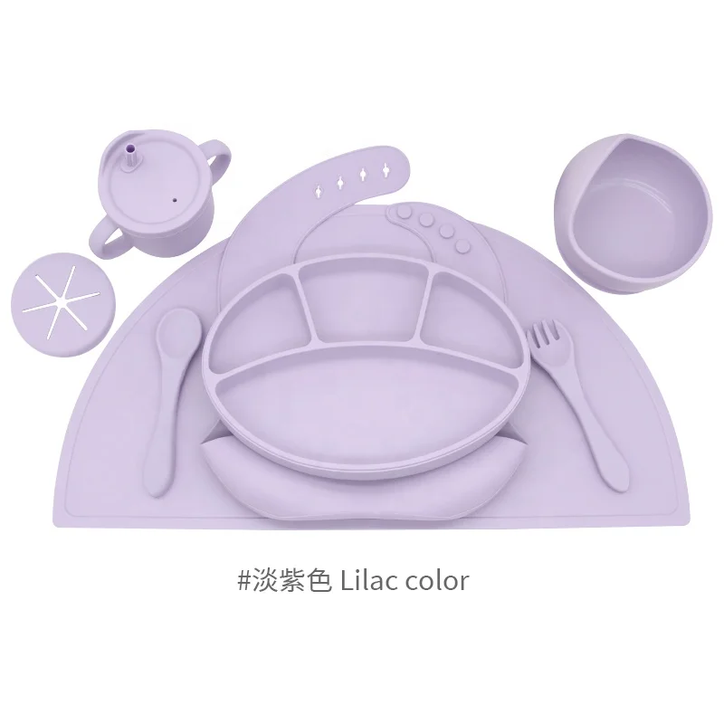 New design Eco-friendly Non-toxic Strong Suction Bowl Spoon Set Feeding Bib Baby food grade Silicone Bowl And Plate set
