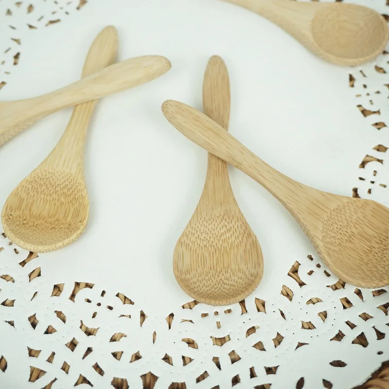 Лидер продаж с фабрики мини бамбуковая ложка для меда варенья Экологичная мороженого может быть изготовлена на заказ