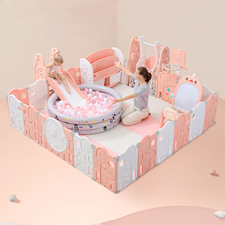 Indoor children play yard portable safety plastic children yard play area fence baby game fence