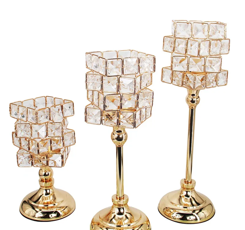 Tabletop Candlelight Dinner Ornaments Metallic Centerpiece European Candle Stand Decorative Candle Holder Candlestick Holder