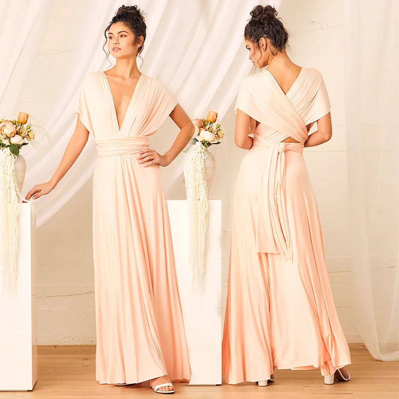 Fashion Brides Clothes Ladies Black Formal Evening Dresses 2021 Summer Maxi Pink Bridesmaid Dress