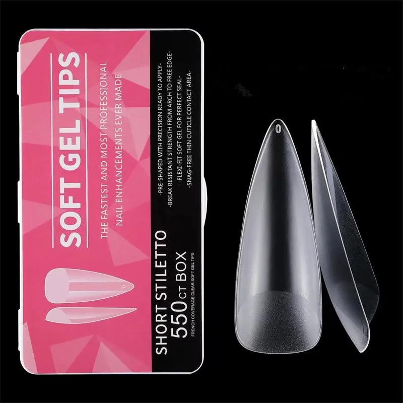 500pcs/Box Artificial Acrylic Transparent Nail Capsules French Manicure False Nails Soft Gel Nail Tips