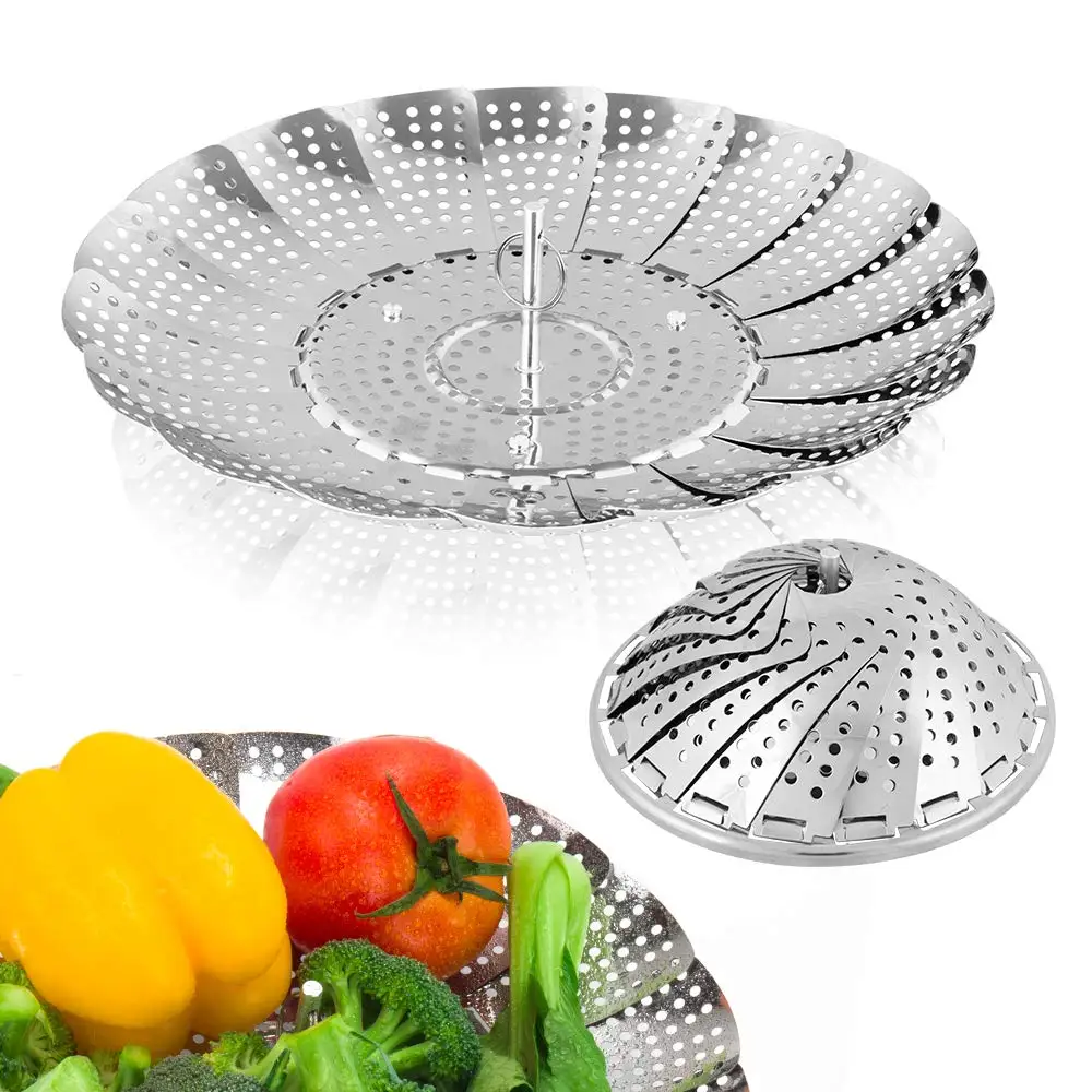 High Quality Kitchen Gadgets Stainless Steel Folding Food Basket Steamer pressure cooker accessories