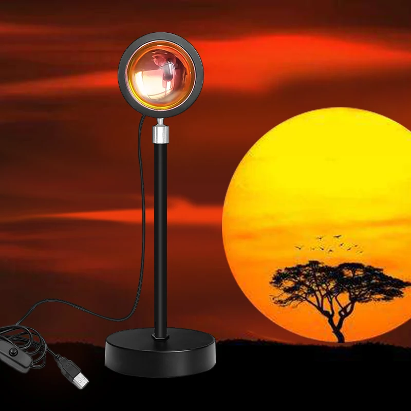 Travelcool Bedroom Usb RGB Sunset Lamp Sun Rainbow Sunset Projector Lamp Night Light Led Sunset Projection Decoration Lamp