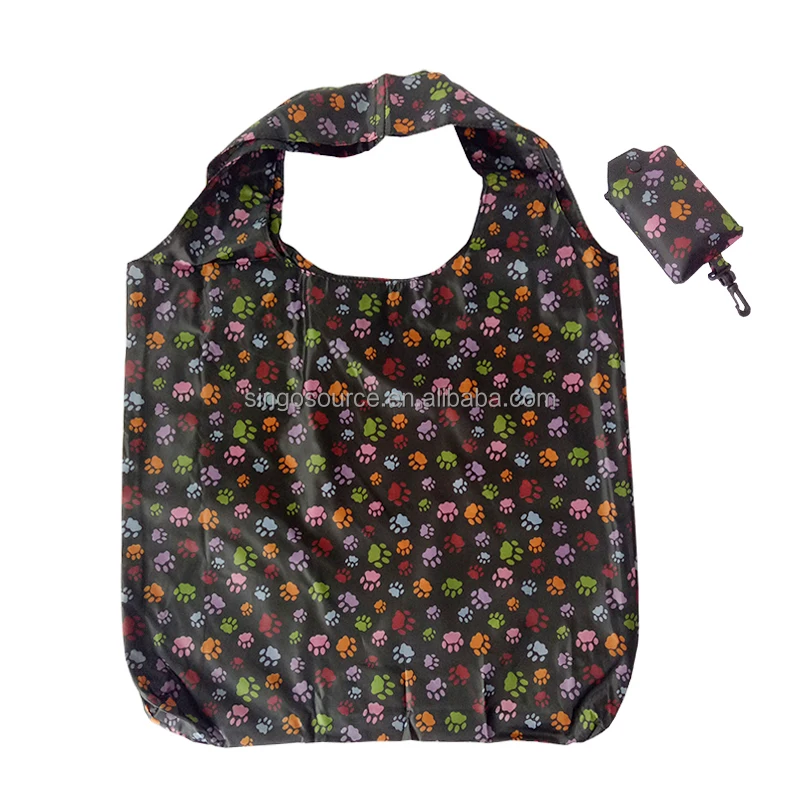 Custom Print Foldable Polyester Shopping Bag Fabric Reusable Bags Custom Logo Supermarket Handled Tote