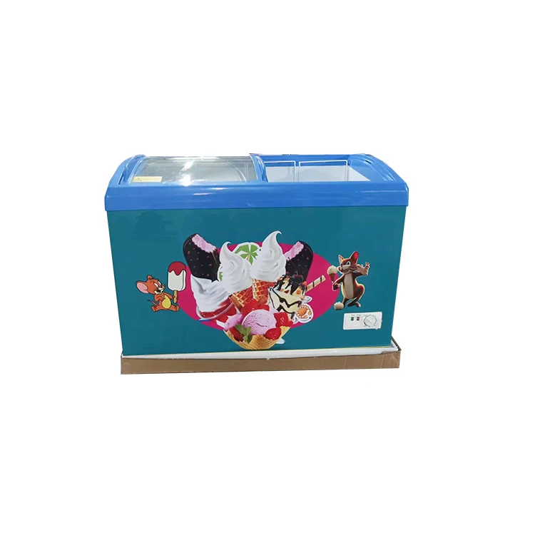 158L Capacity Ice-cream Freezer Sliding Doors Deep Commercial Chest Freezer Refrigerator