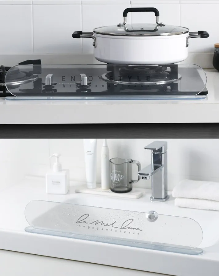 Kitchen Sink Splash Guard Dish Washing Baffle Board Protector Anti-Splash Proof Retaining Plate