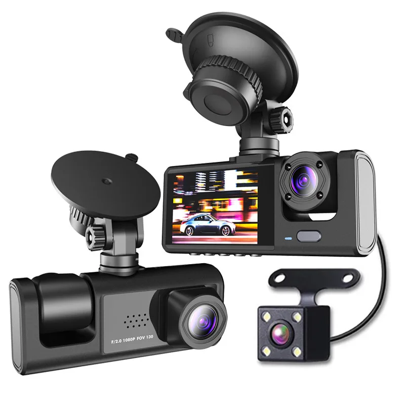 High Quality Three lens 2 Inch HD1080p Dashcam Car Video Recorder with WIfi and G- sensor