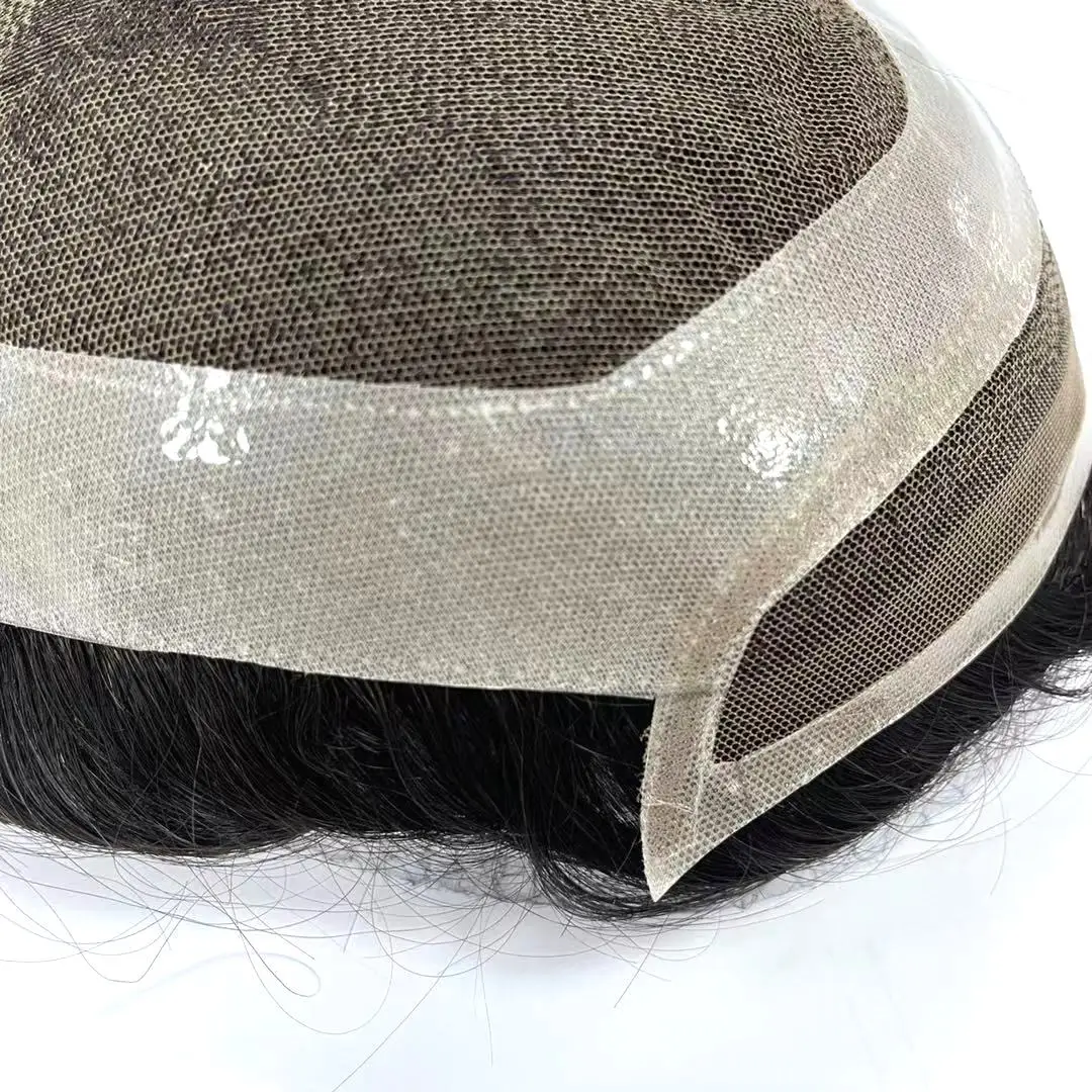 New swiss lace 100% human hair toupee fine mono man hair wigs lace front men toupee
