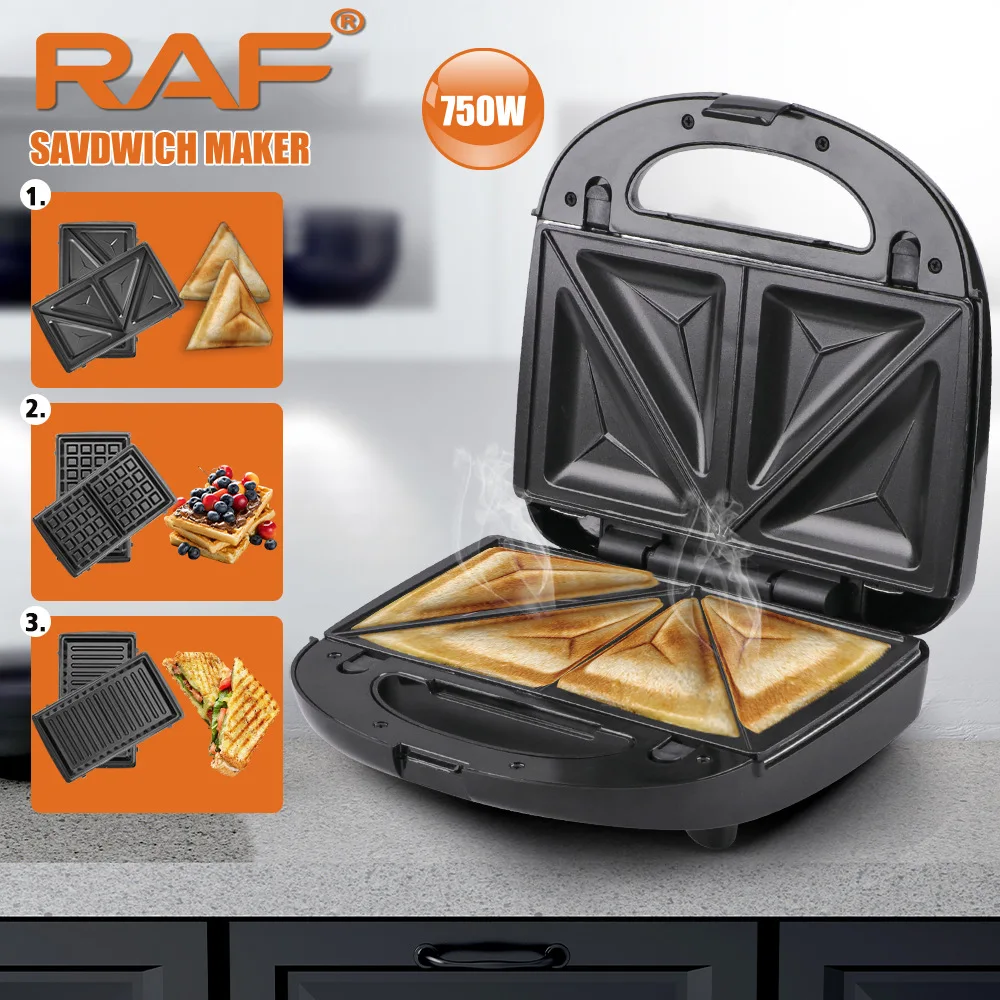 RAF  3 In 1 Electric Sandwich Maker Waffle Maker panini Breakfast Machine