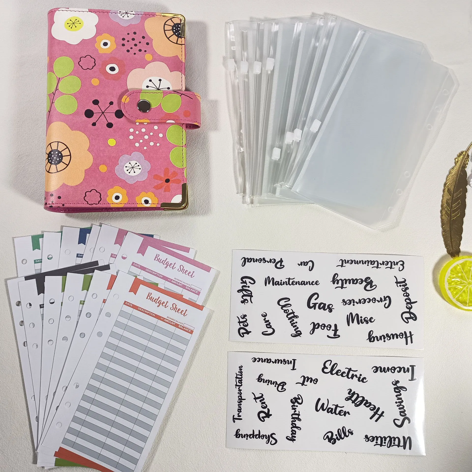 A6 budget binder with cash envelopes and zipper custom notebook 6 ring marble budget binders accessories money planner wallets