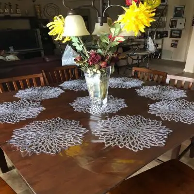  Tabletex Flower полый золотой и серебряный коврик для стола из ПВХ набор 6 штук