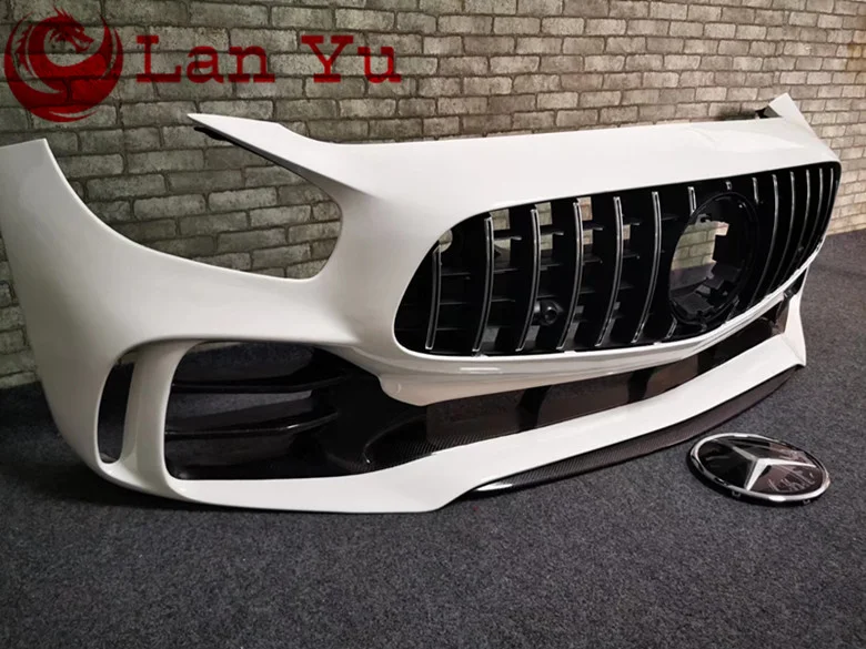 Suitable for Mercedes AMG GT GTS GTC refitting GTR big surrounding carbon fiber front bumper middle net front bumper lower lip