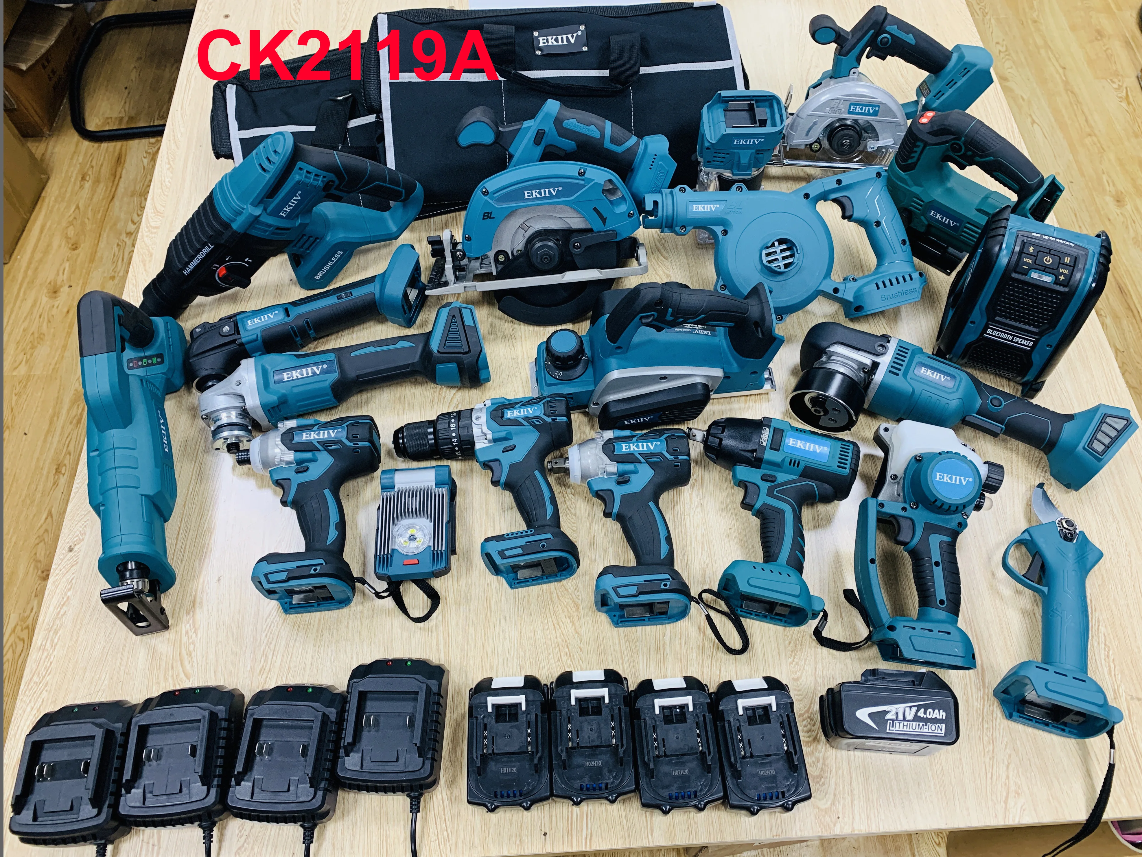 19 in 1 household power tool set Lithium electric electric hand drill hammer drill wrench driver Angle grinder electric tool set