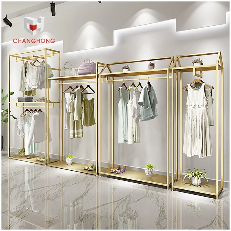 Metal T-shirt display racks clothes boutique store display stands for clothing shop interior design ideas