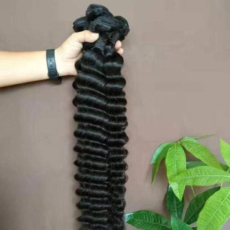 Amara Good Quality cuticle align deep wave bundles deep wave hair bundles 5x5 closure high quality deep wave bundles