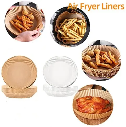 Xieli Unperforated Round Air Fryer Disposable Liner Nonstick Parchment Paper Sheets for Air Fryer Steaming Basket Baking Oven