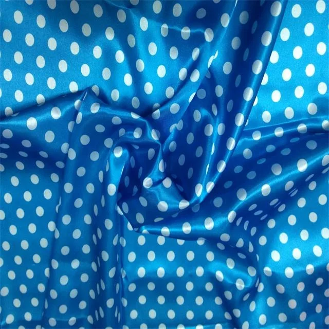 100%Polyester satin dot printed fabric soft feeling customized color for summer dress skirt