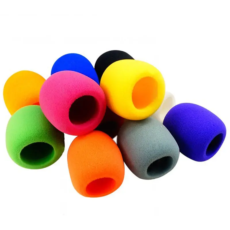 Colorful disposable microphone covers print logo mic foam cover custom sponge microphone foam windscreen for ktv microphone