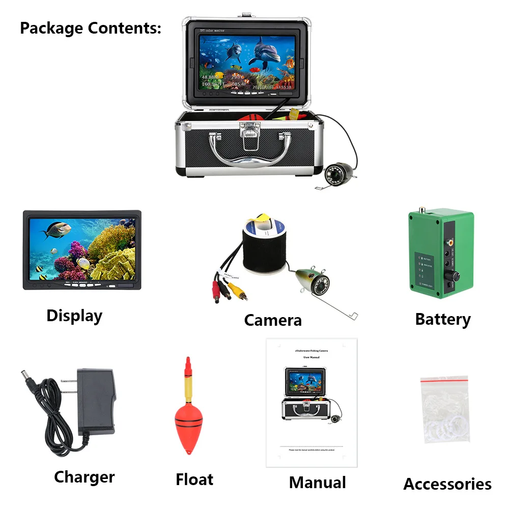 7 Inch 30m   Temperature and Depth Measurement Underwater Visual Fish Detector Camera  Underwater Fishing Camera