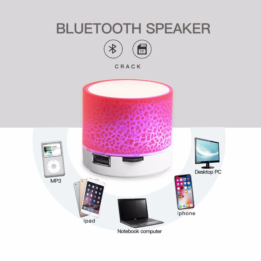 A9 BT Speaker Mini Wireless Loudspeaker Crack LED TF USB Subwoofer Speakers mp3 stereo audio music player