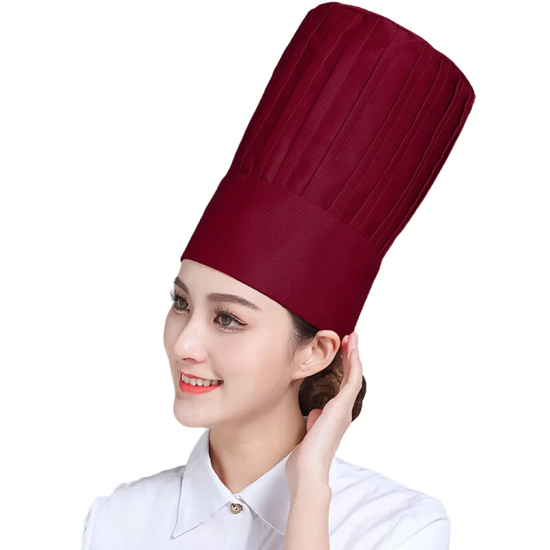 Chef Hat Adult Premium Adjustable Elastic Baker Kitchen Cooking pleated white chef hat Pastry food factory mushroom cloth hat