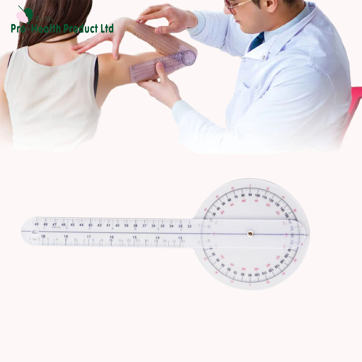 6 Pieces Goniometer Set Rulers with Spinal Goniometer, Finger Goniometer, 360 Degree Joint Range Motion Measure Instrument