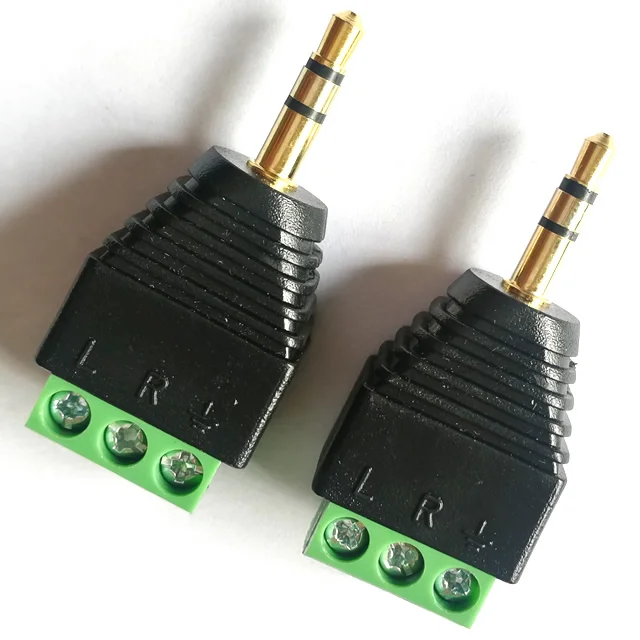 ROSH compliance 3.5mm stereo male audio screw terminal block