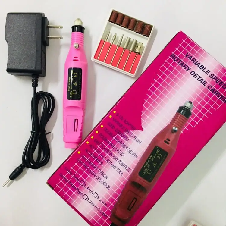 Pen Shape Electric Nail Drill Machine Salon Manicure Nail Art File Polish Tool + 6 Bits