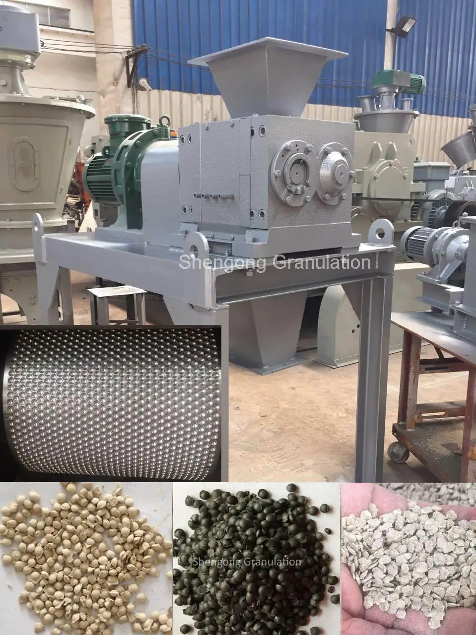 Organic and inorganic fertilizer powder double roller small dry granulator machine production line