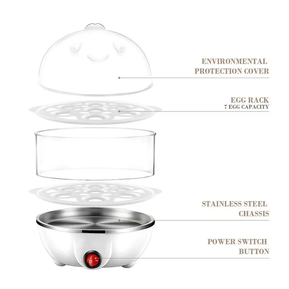 Two-Layer Automatic Electric Egg Cooker and Food Steamer Household Plastic Housing Steam Heating Function