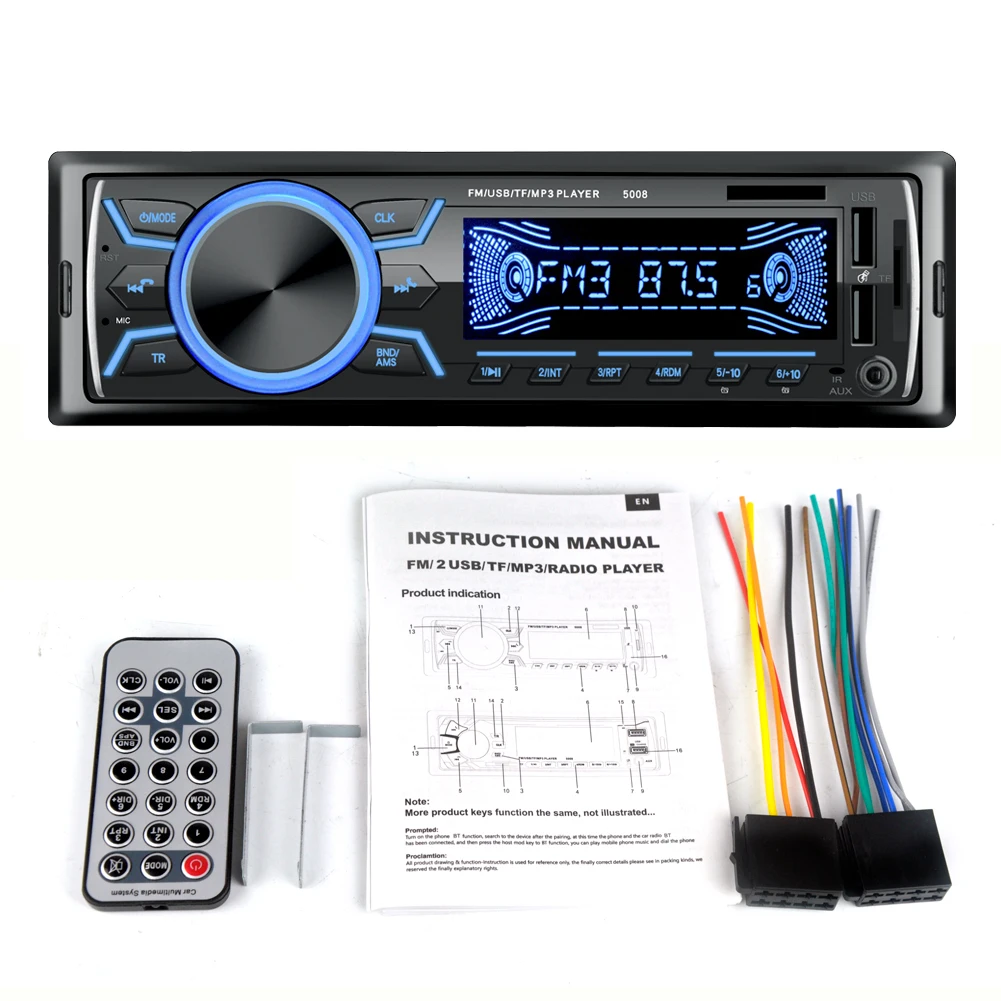 BT Mounted Player Radio LCD 1 Din 2USB Car Radio Car MP3 Player Car Stereo