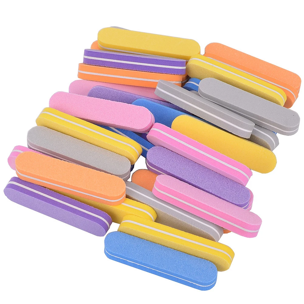 Custom Logo Professional Washable Double Side Orange Pink Buffer 100/180 EVA Mini Nail Sponge Block File