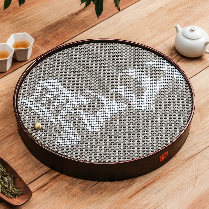 New Portable bakelite storage round tea tray stainless steel Kung Fu Tea Tray living room household small dry tea tray
