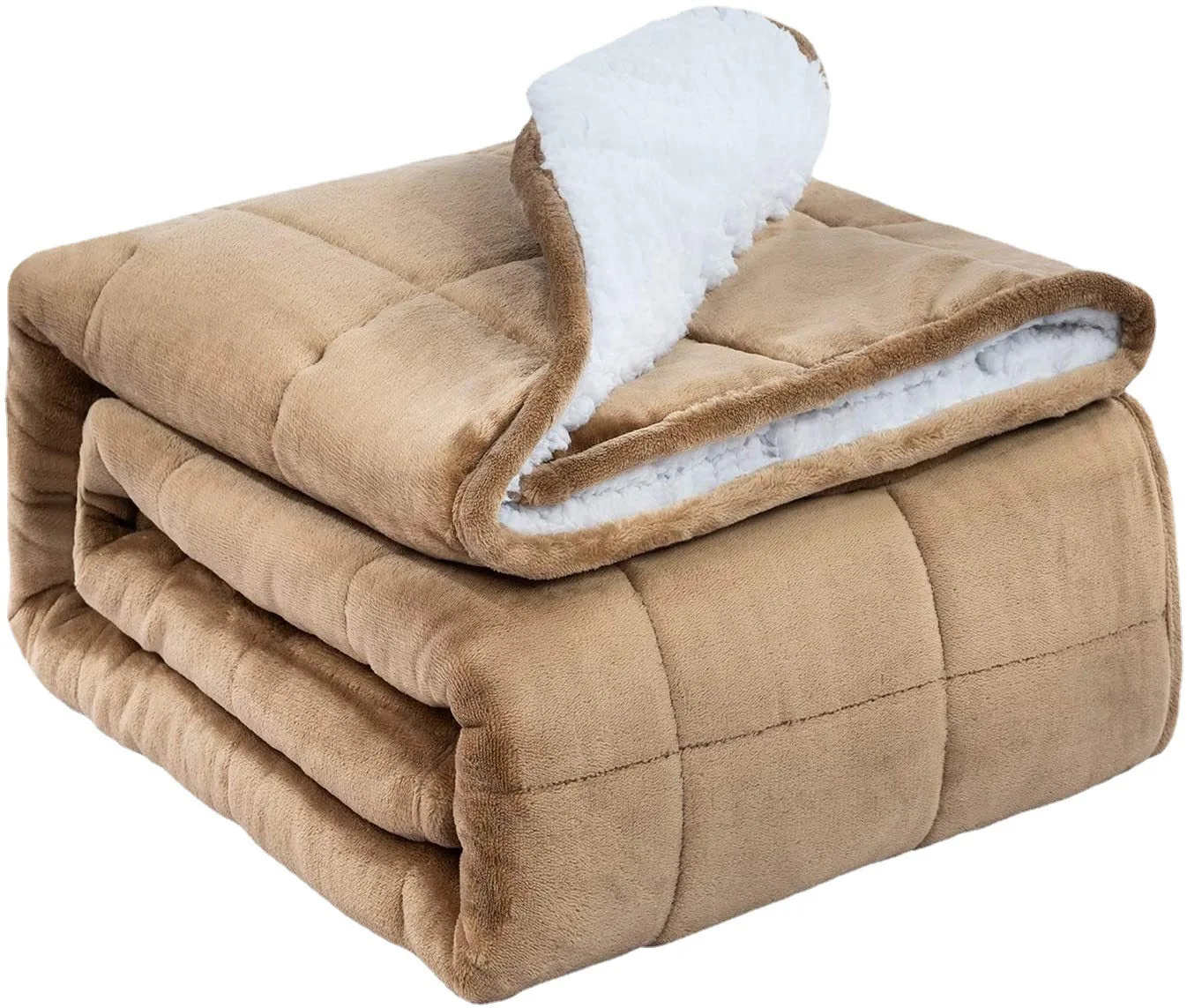 Free Custom Sample Queen Size Sherpa Weighted Blanket 7kg Soft Comfortable Knitted Quilted Glass Material Therapeutic Feature