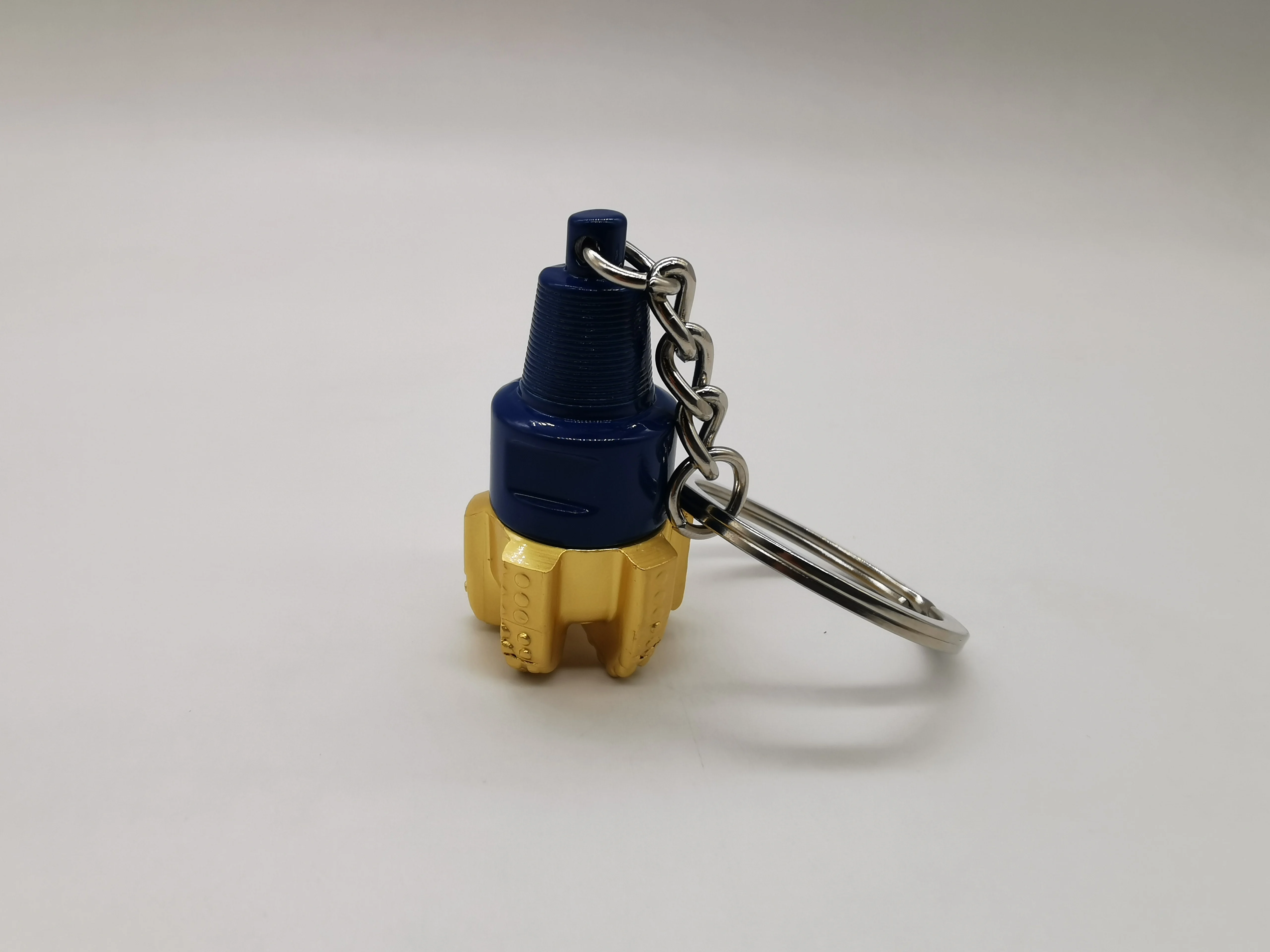 Bright Nickel Plating Drill Bit Keychains 3D Metal Roller Cone Bit Keychain
