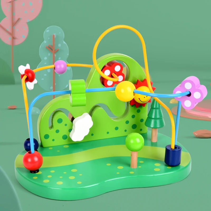 Early Educational Wooden Activity Cube Bead Maze Toys Montessori Games